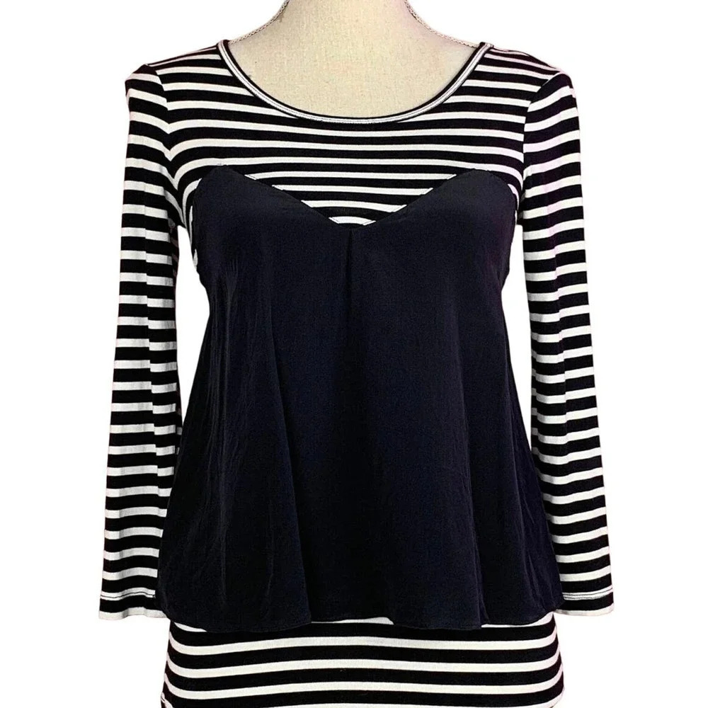 BCBG MAXAZRIA striped peplum top